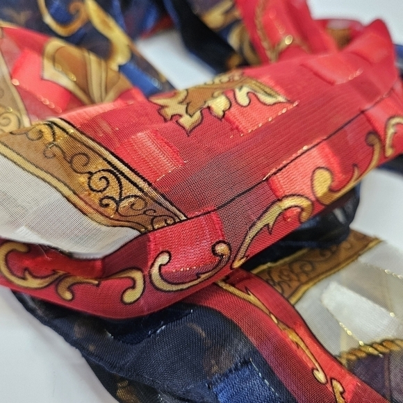 VINTAGE Coat of Arms Lion Shield Ornate Semi-Transparent Rectangle Scarf - Picture 4 of 6